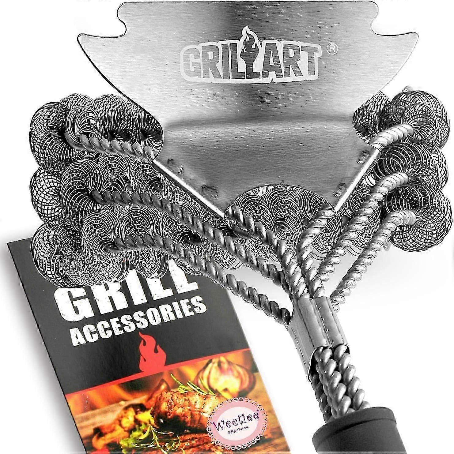 GRILLART 烧烤刷和刮刀无刷毛安全烧烤刷，用于烧烤