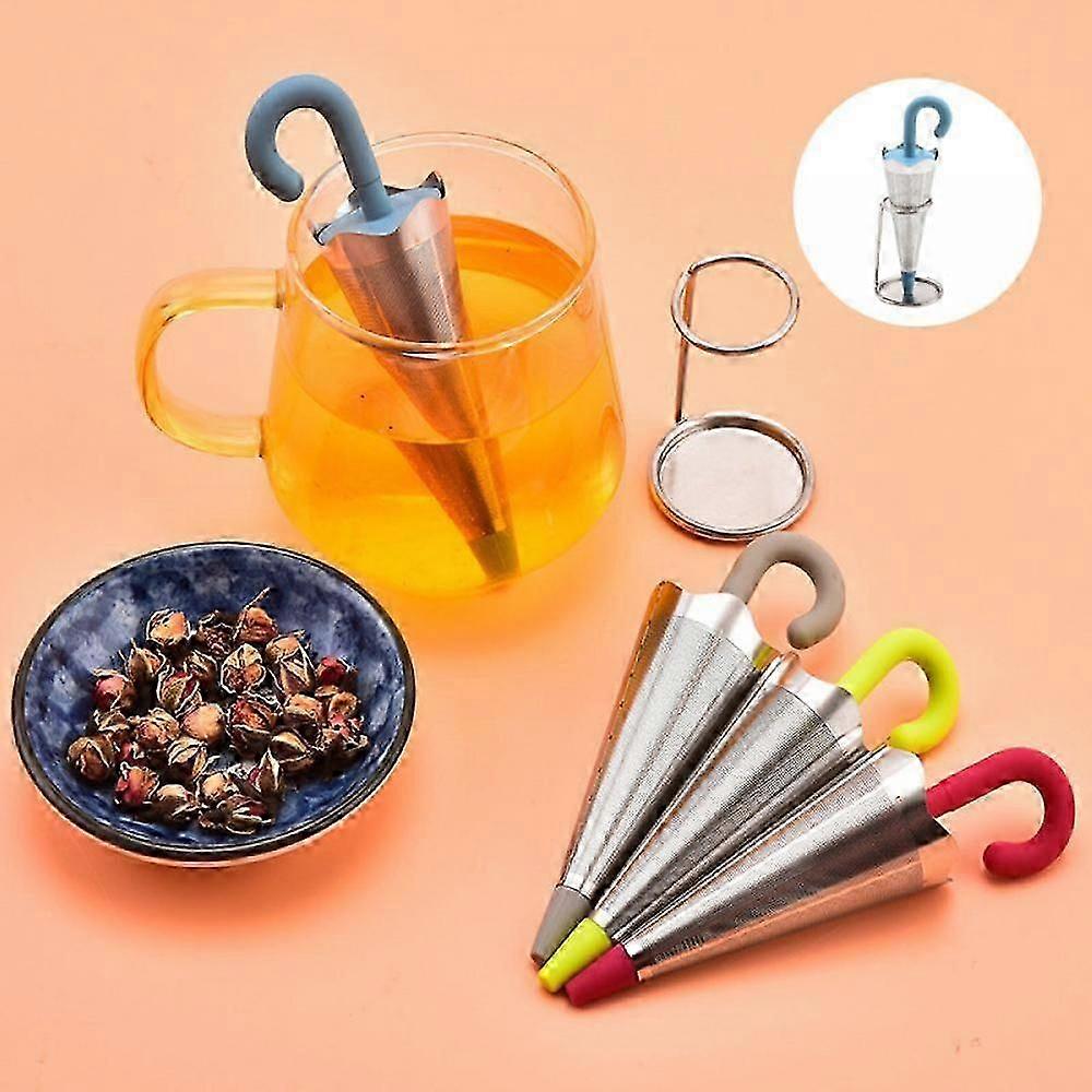 Tea Filter for Loose Tea, Umbrella Stainless Steel Tea Infuser, Reusable Fine Mesh Tea Strainer with Drip Tray, Funny Tea Infuser Filter for Teapots,