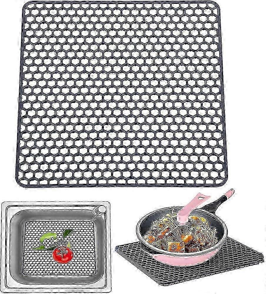 Large Silicone Sink Mat, Multi-Purpose Kitchen Drainer & Trivet