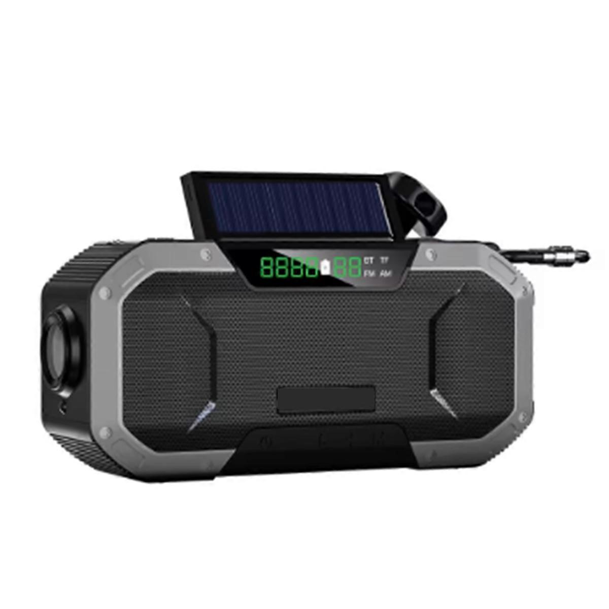 Hand Crank Solar Radio Bluetooth-Compatible Speaker Dark Grey
