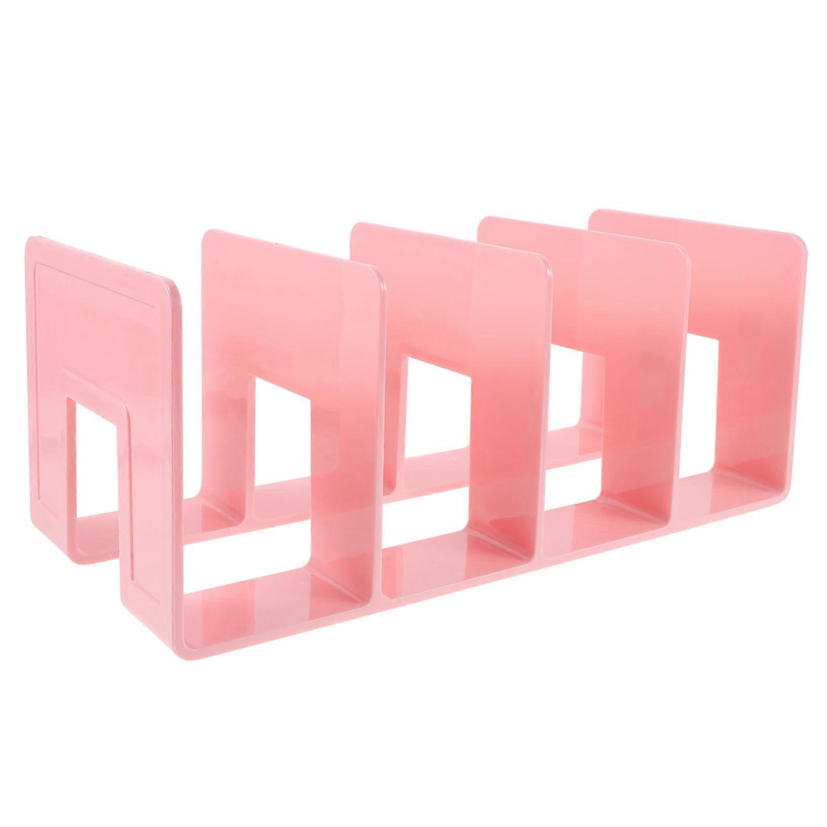 Bookends and Divider for Bookshelf, Pink Desk Organizer, Office Desk Accessory, Shelf Organizer