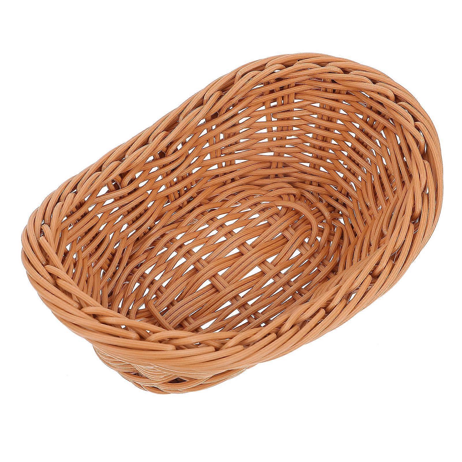 Imitation Rattan Basket for Home Brown PP Material Beautiful Lines Fine Workmanship 1Pc