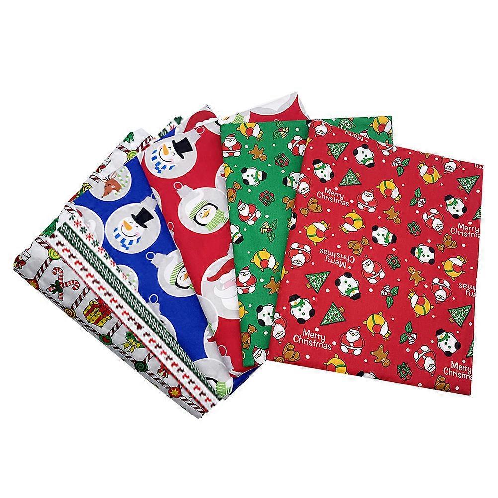 Patchwork Style Fabric For Crafting Christmas Decor Red Washable Rectangular 6 Pcs