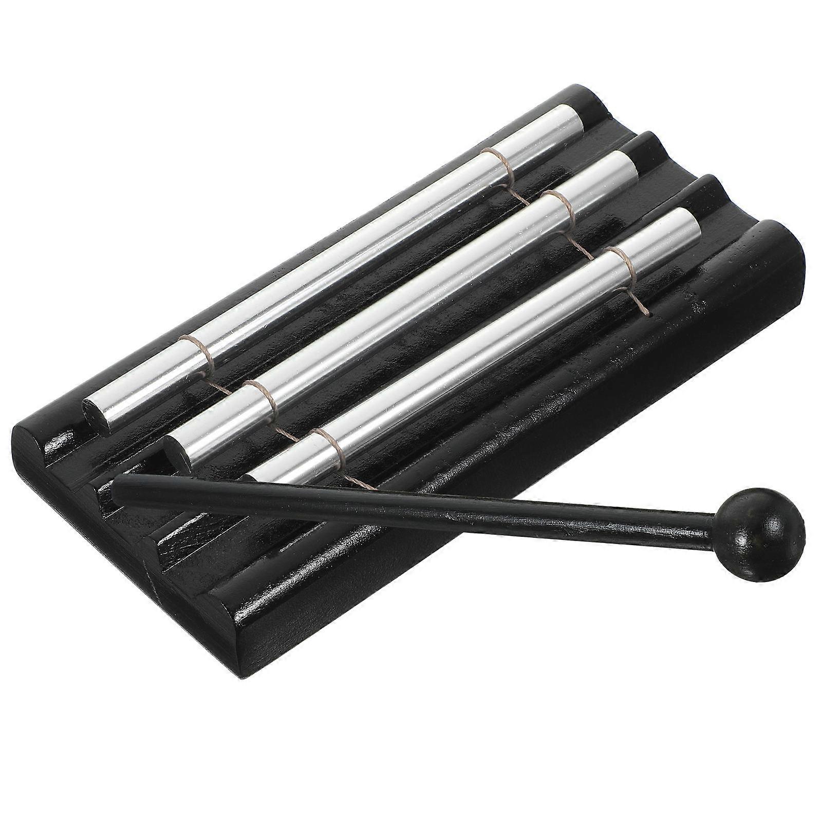 Black Metal Wind Chimes with Wooden Mallet for Playing Classroom Supplies 7.87 Inches