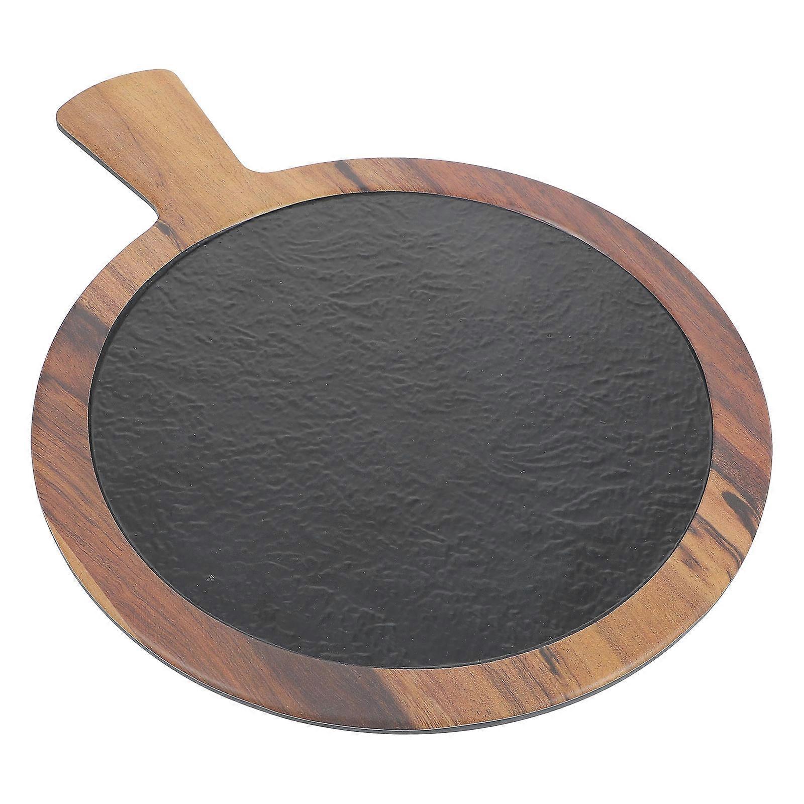 Classic Black Round Serving Tray Suitable For Casual Dining Occasions 11.83X8.92X0.59Inch Featuring Non-slip And High Temperature Resistance 1Set