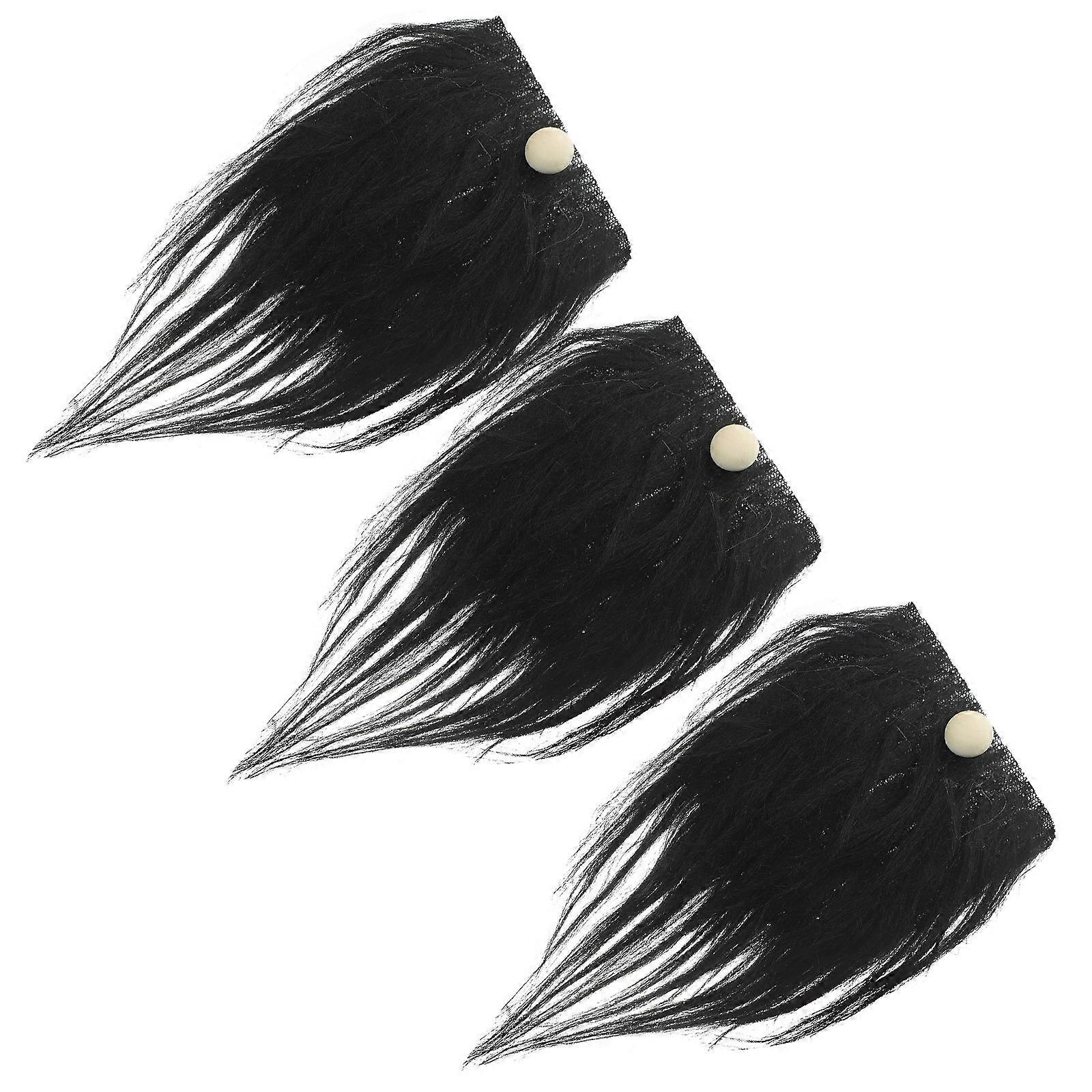 Black Gnome Beard Craft for DIY Projects Safe Artificial Wool and Wood Supplies 3 Sets