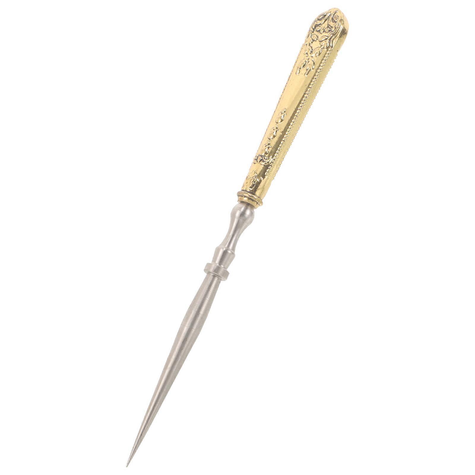 Golden Zinc Alloy Sewing Awl Tool for and Shoe Repair Home Use Durable Comfortable Handle