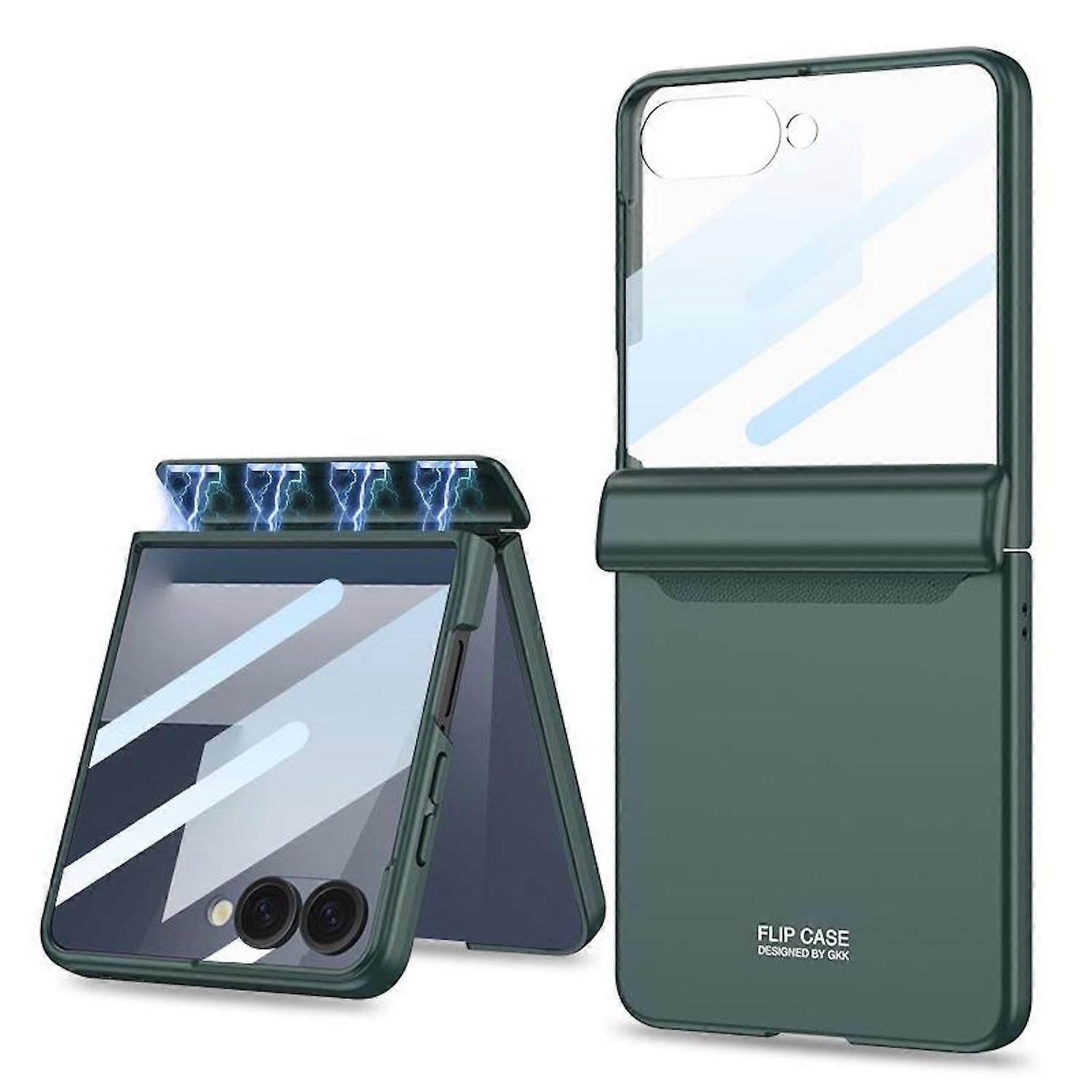 适用于三星 Galaxy Z Flip7 全屏保护膜磁性保护壳绿色