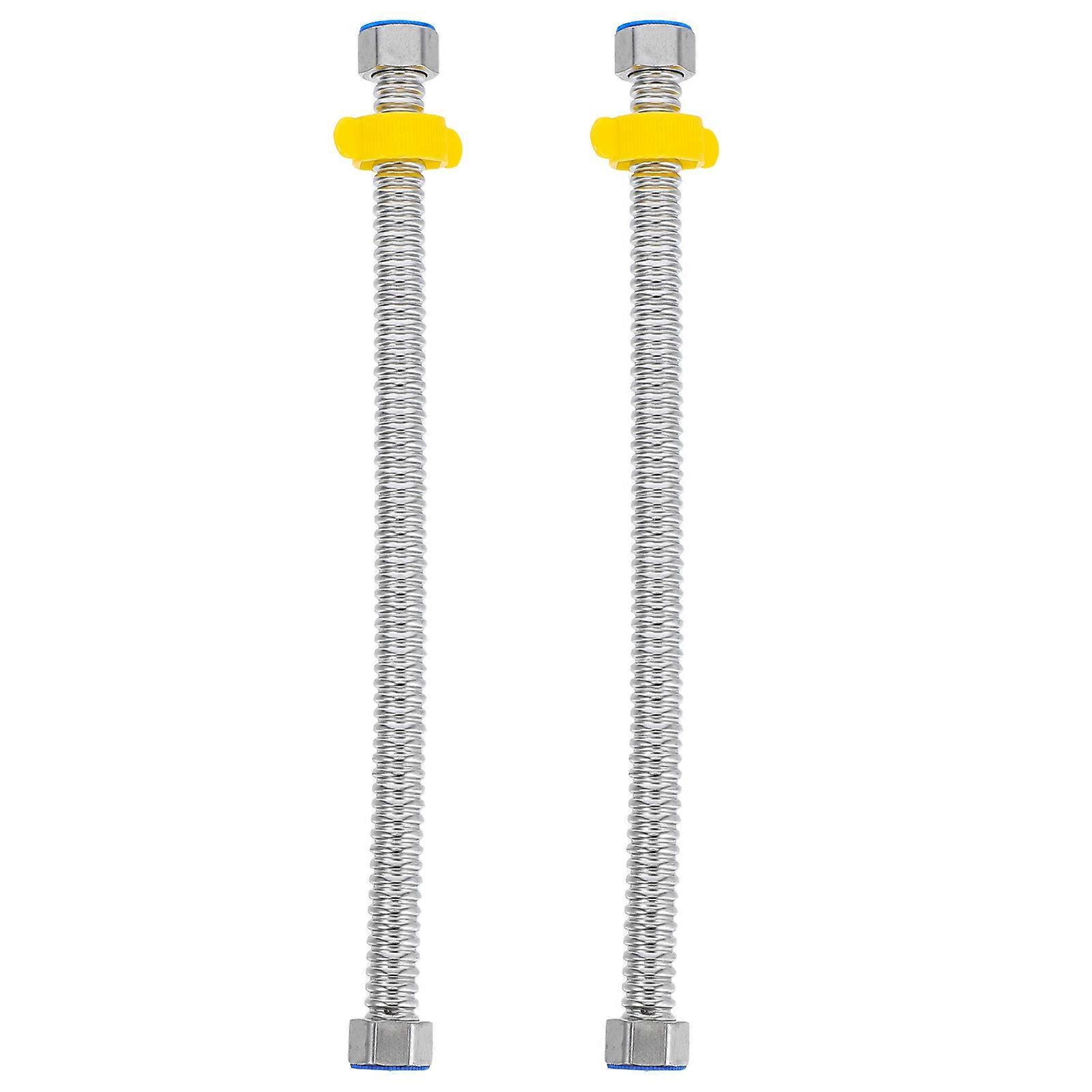 2pcs Corrugated Water Pipe Hose Connector Kit for Heater Installation Stainless Steel Silver
