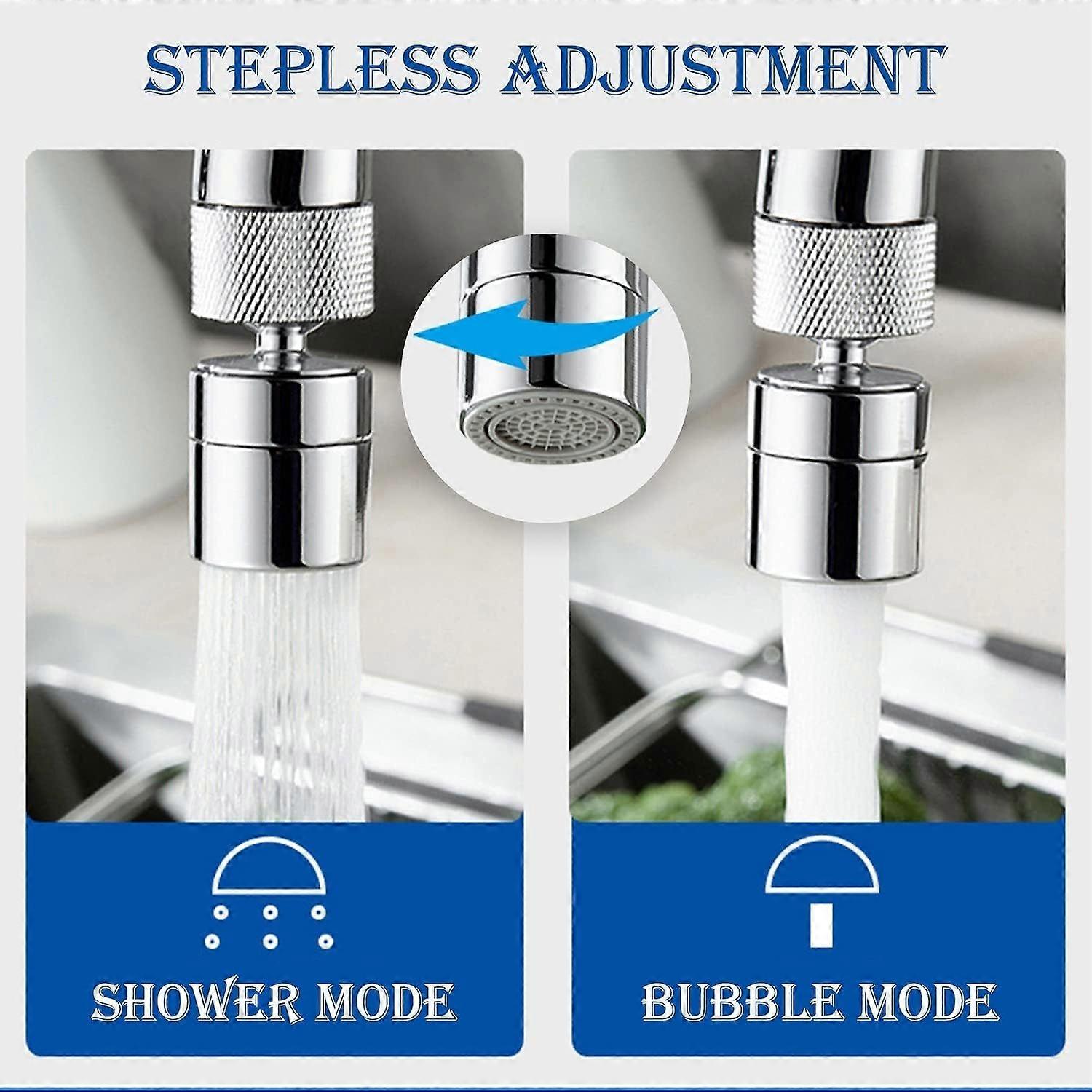 2-Mode Adjustable Brass Kitchen Faucet Foaming Filter with Nozzle Adapter, Suitable for Faucet With M22 External Thread Nozzle or M24 Internal Thread