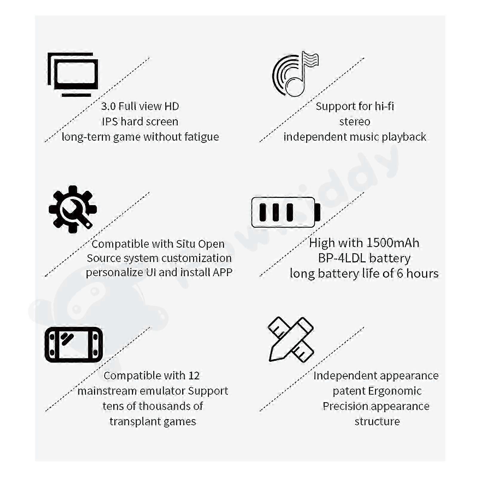 Powkiddy Q90 Handheld Gaming Console with 3.0" IPS Screen and 12 Emulator Support