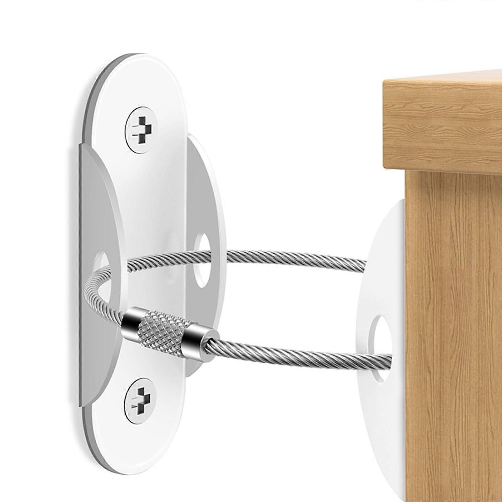 婴儿安全家具带， 金属防倾倒锚， 墙带， 安全家具， 白色