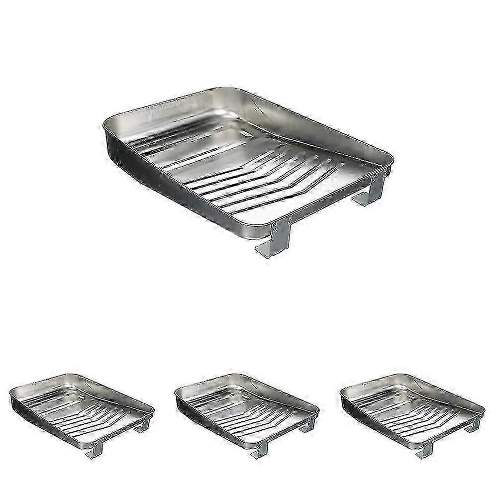 Reusable Angled Ribbed Paint Tray with Ladder Lock, 9 Inch (4-Pack)