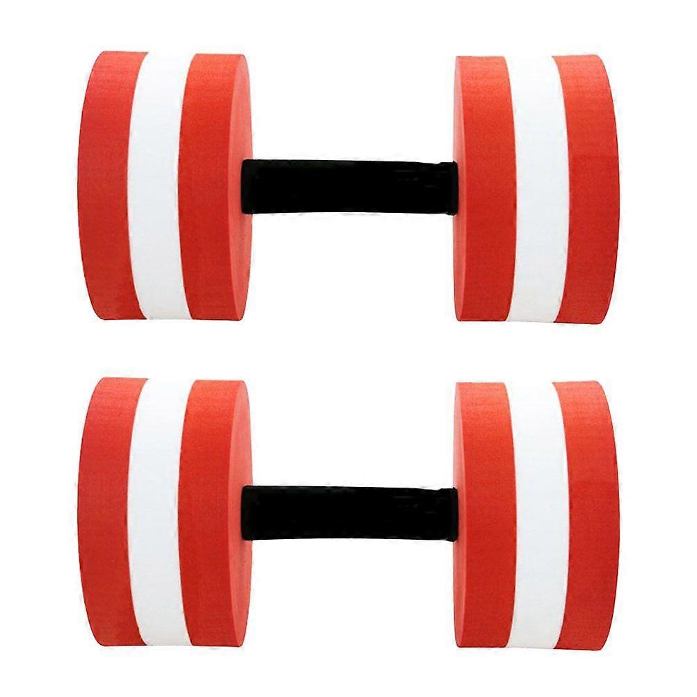 2pcs Swimming EVA Floating Dumbbell Aquatic Barbell Water Aerobics Fitness Exercise Dumbbell sturdy Stylish Barbell for Women Men(Red)