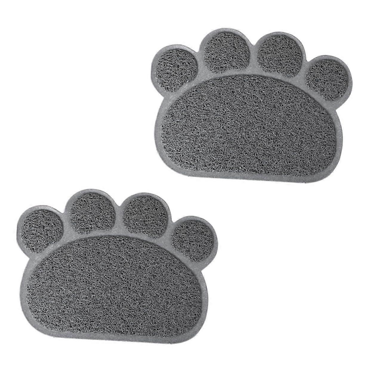 Waterproof Non-Slip PVC Feeding Mat, Set Of 2, Paw Design, Scratch-Resistant, Dirt-Repellent, Food And Water Bowls
