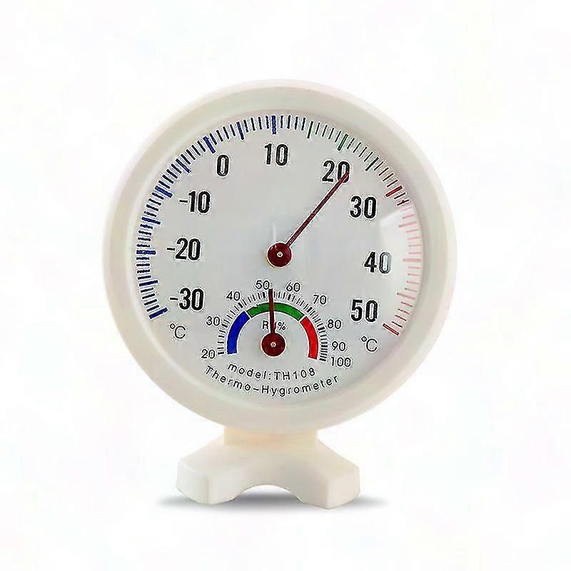 Round Dial Needle Thermometer - White Inside & Out - Temperature Tester
