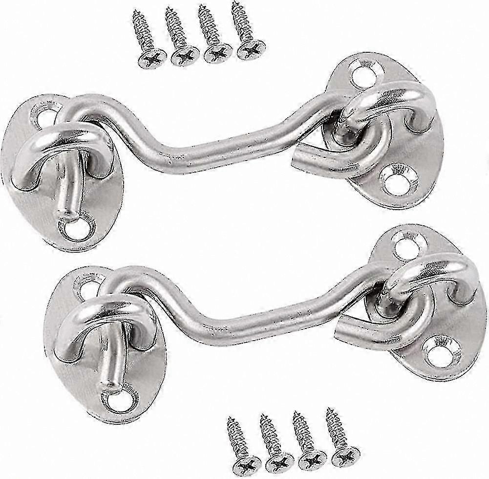 4 Inch Heavy Duty Lock Hook Eye Latch for Gift Cabin - 2 Pack Secure Mounting Hardware