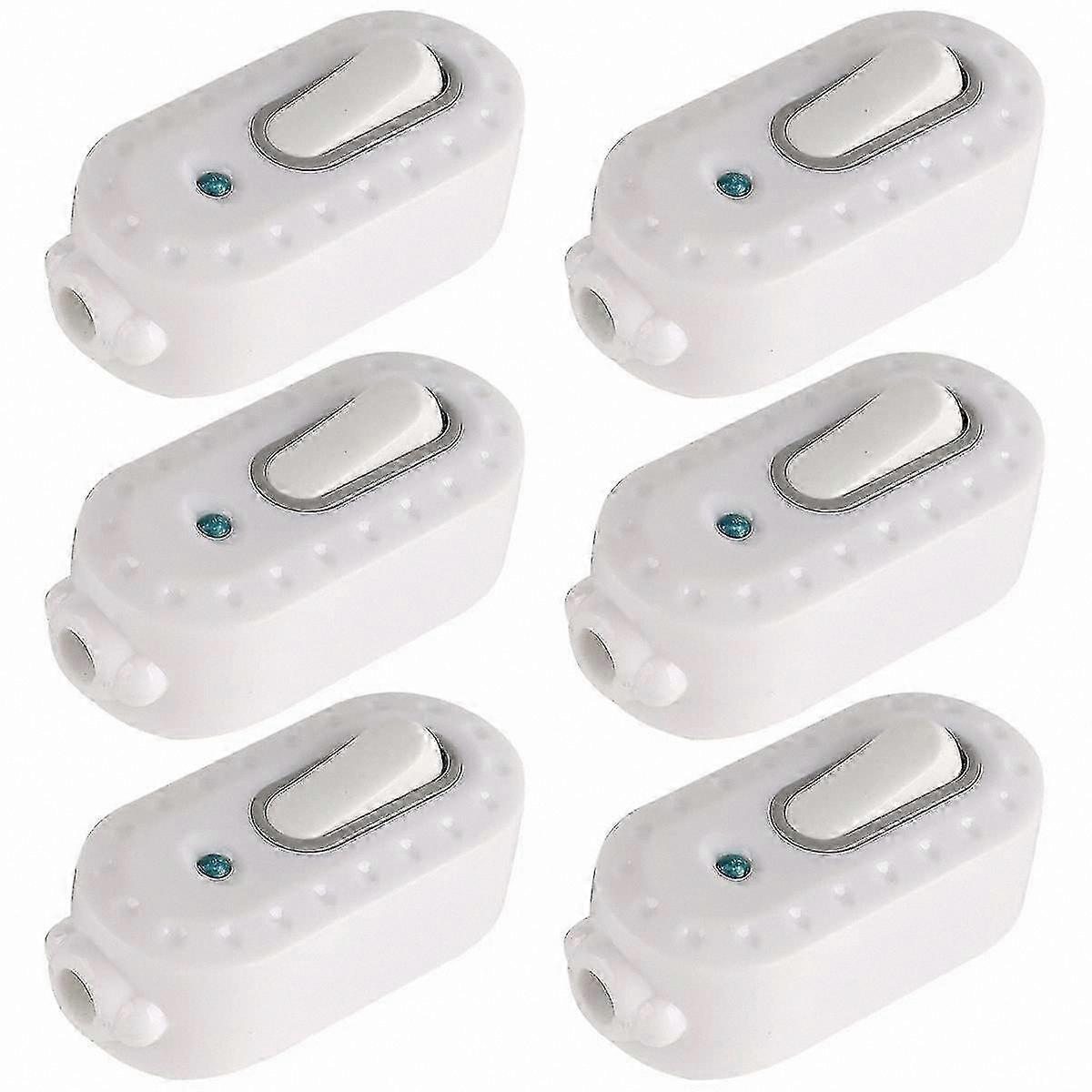 6-Pack Compact Toggle Switch with LED Indicator, 6A Plastic On/Off Cord Light Switch for Inline Use