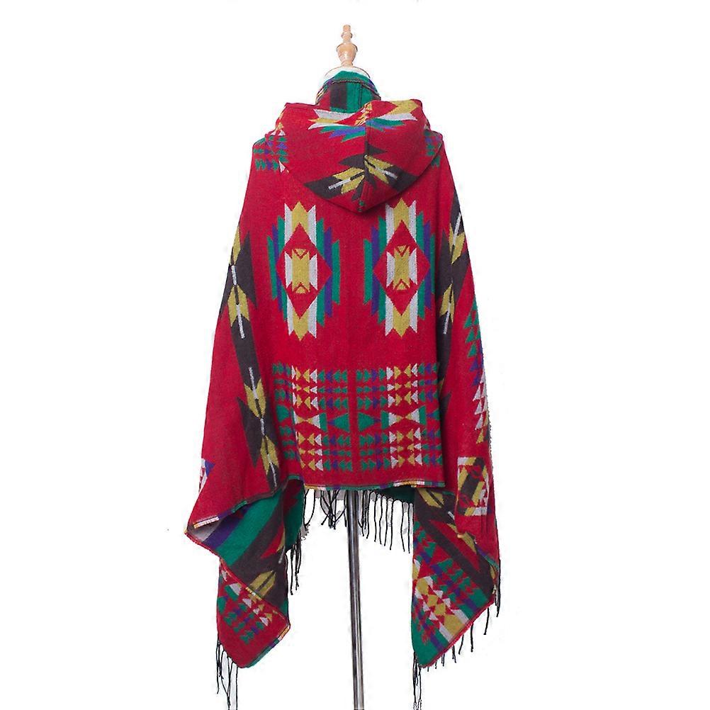 Hooded Cloak with Horn Button for Women Casual Outings and Parties in Red Providing Warmth 1Set