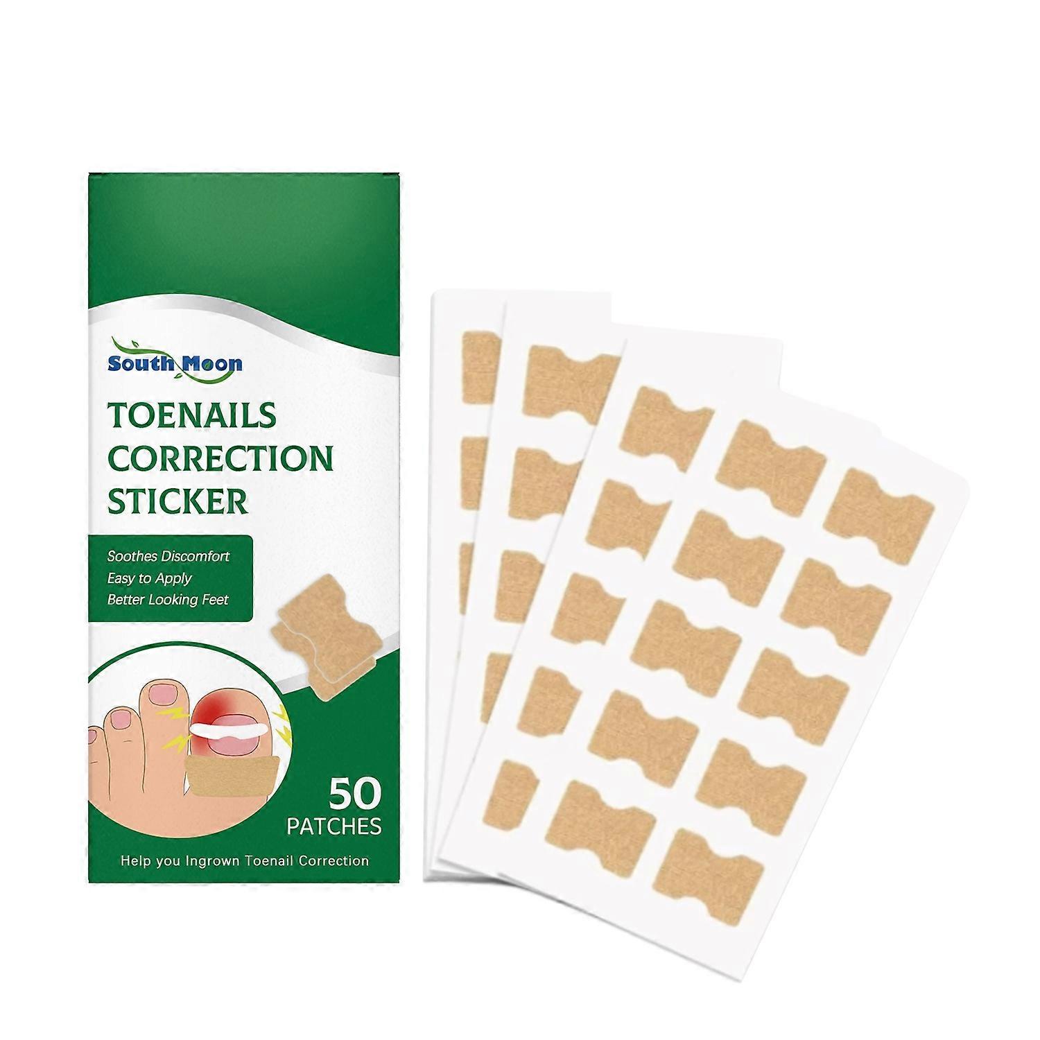 1-6x SOUTH MOON 50PCS Toenails Correction Sticker Self-Adhesive Ingrown Toenail Relief Patches for F