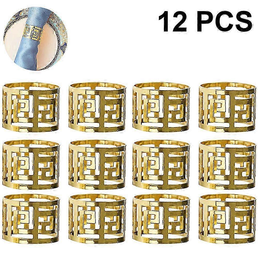 エレガントな光沢のある金属ナプキンリング12個セット、結婚式の休日のテーブルセッティング用