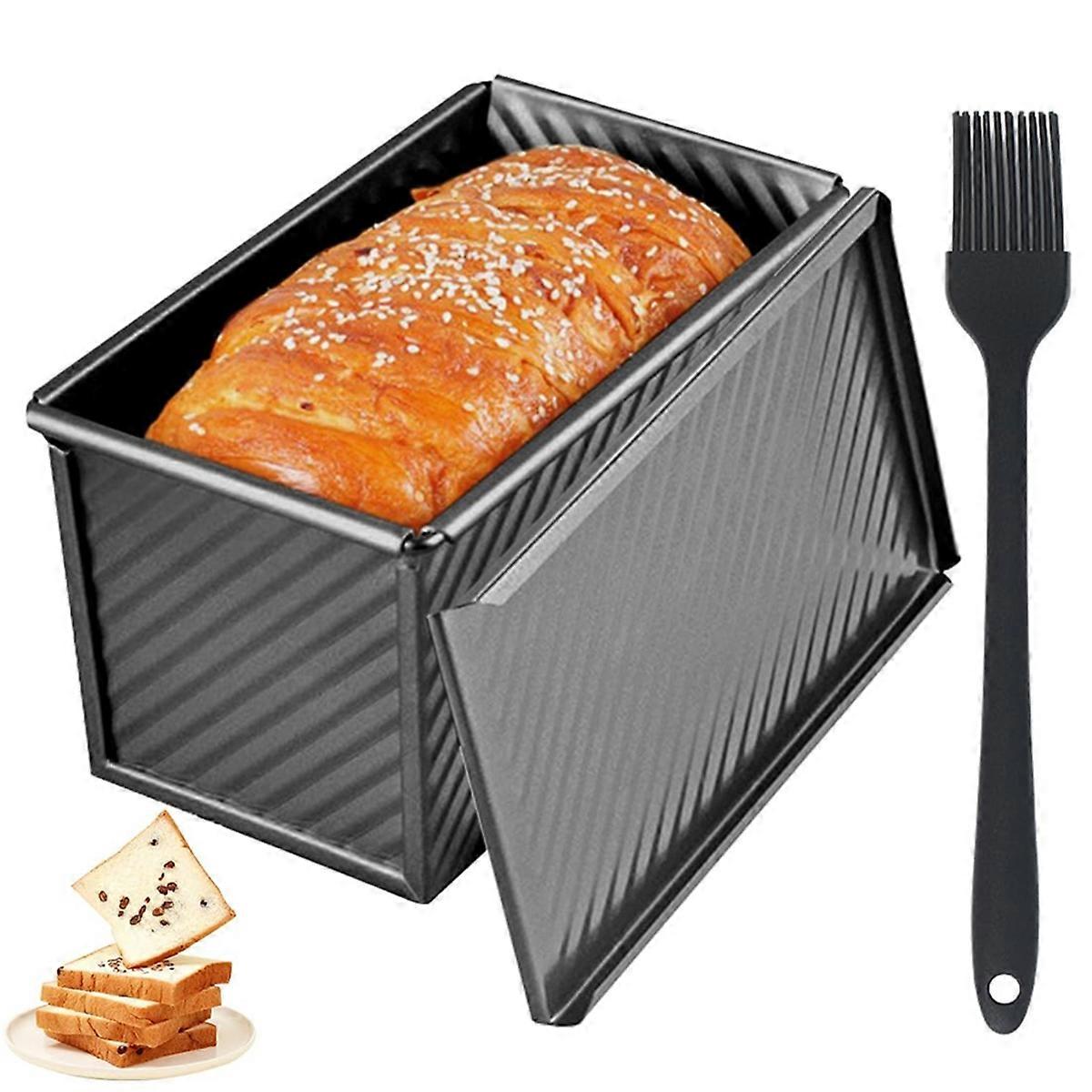 Bread Baking Mould with Lid, Toast Bread Baking Mould with Lid,Toast Bread Mould with Oil Brush, Bread Moulds