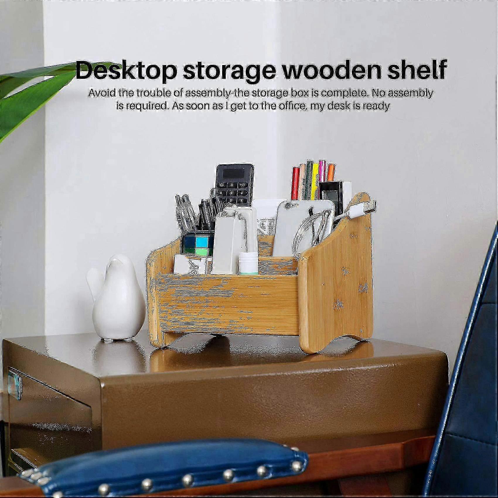 Wooden Storage Box Bamboo Remote Control Holder Storage Box