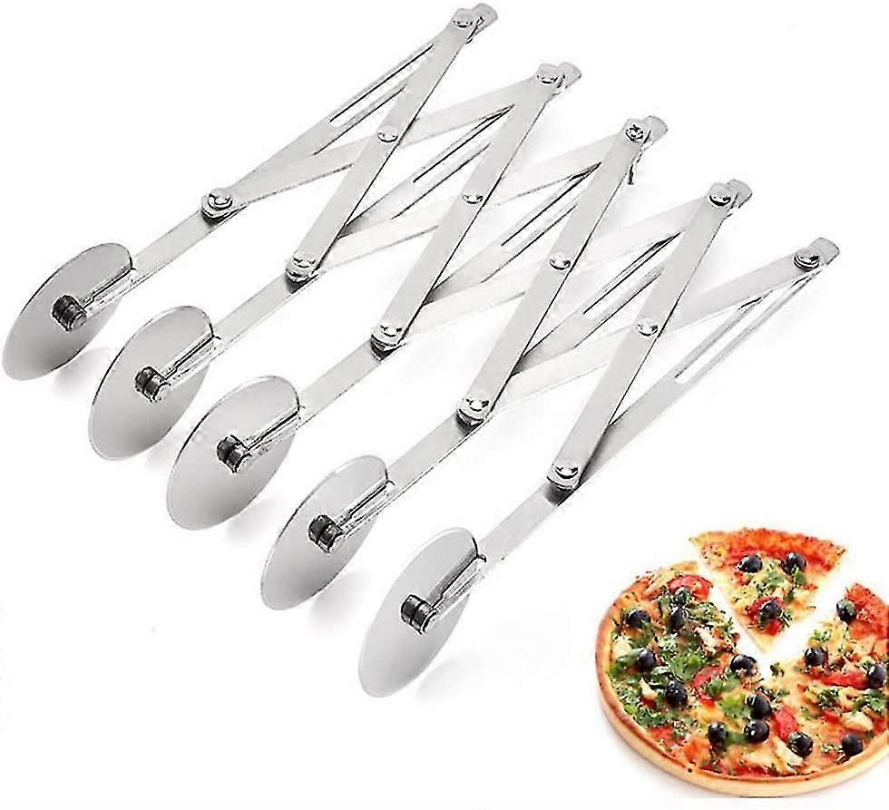 Coupe-pâte à 5 roues, coupe-pizza extensible en acier inoxydable