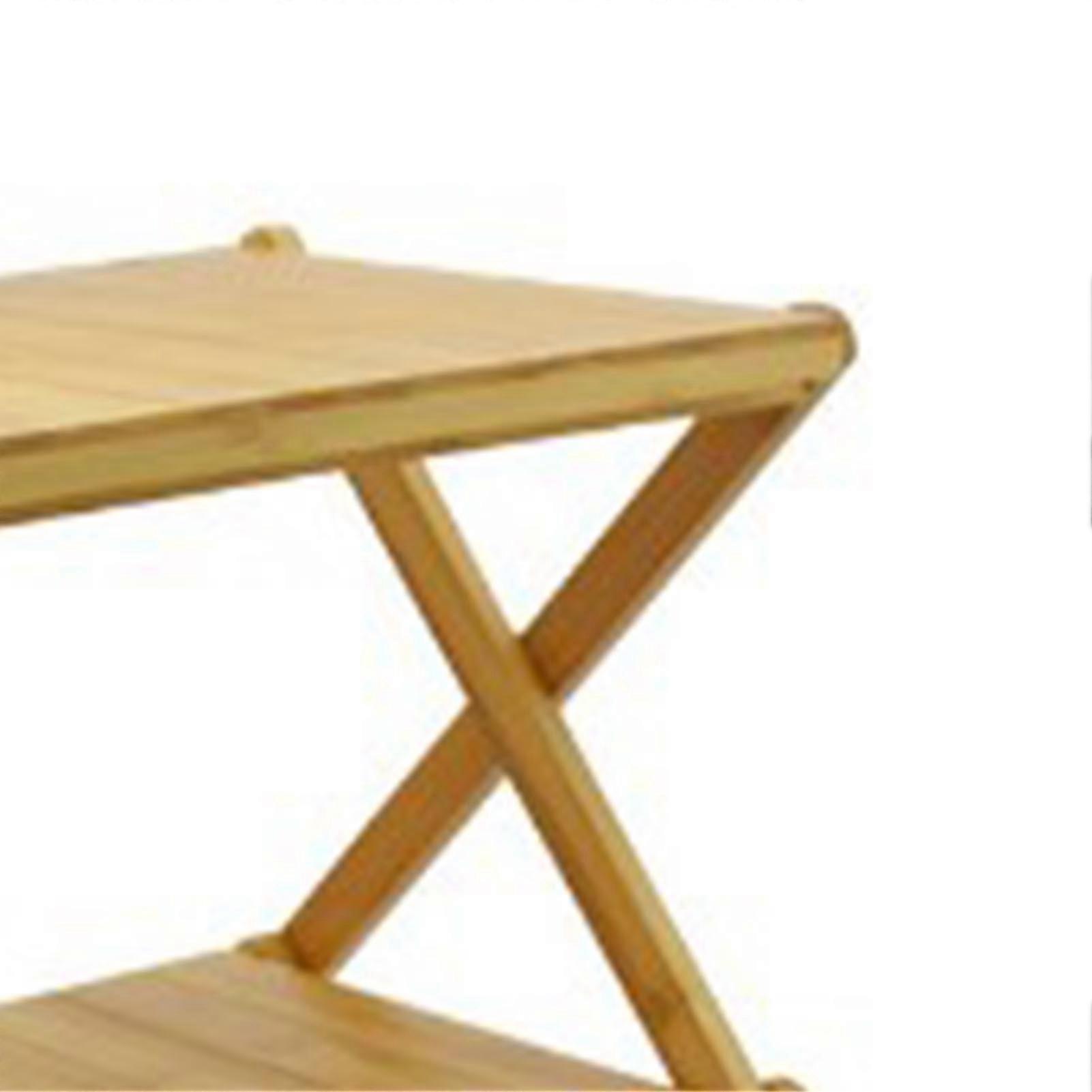 Wooden Foldable 3-Layer Shelf Space-Saving Portable Storage Rack