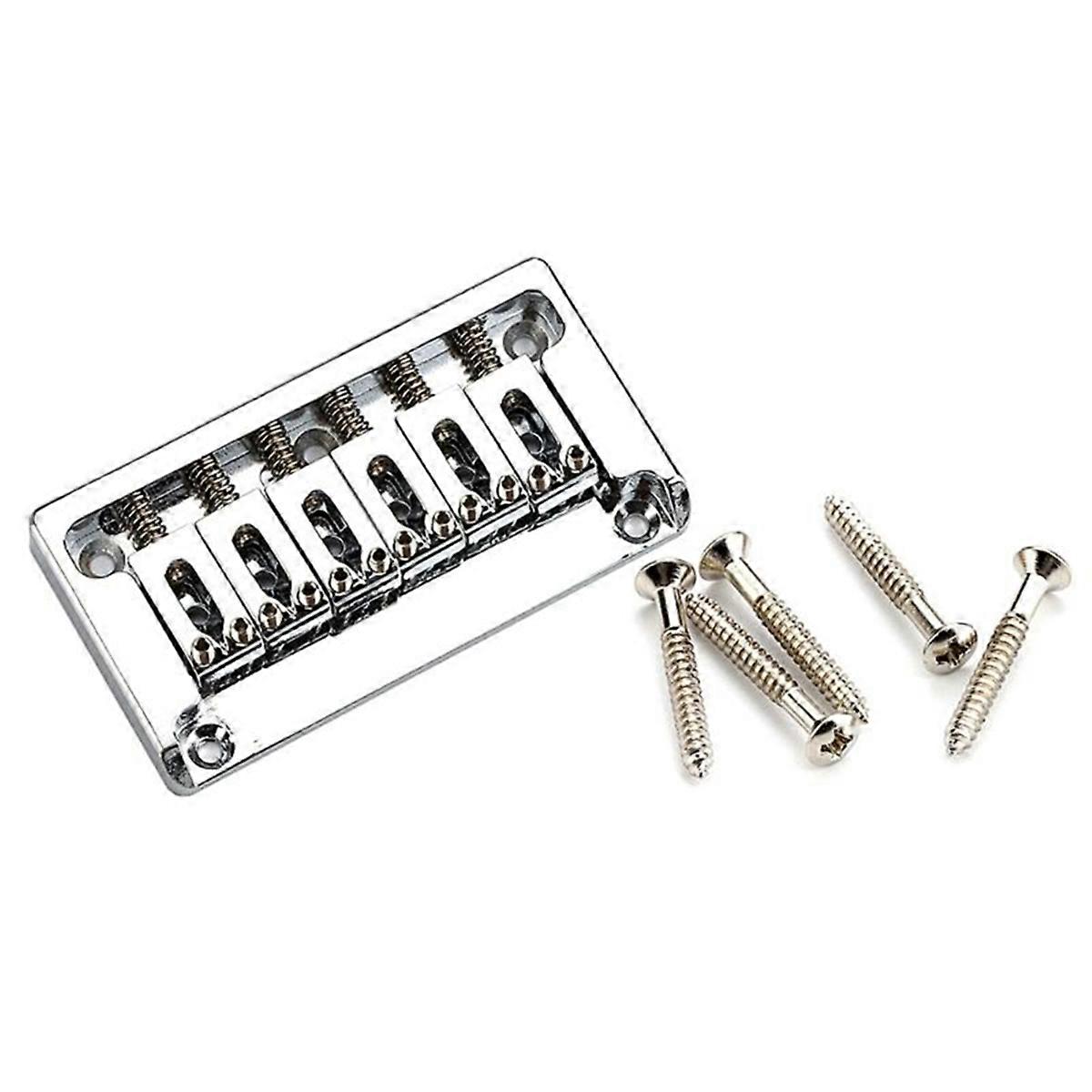 6 String Fixed Saddles Guitar Bridge Top Load Tailpiece Electric Guitar Part Silver