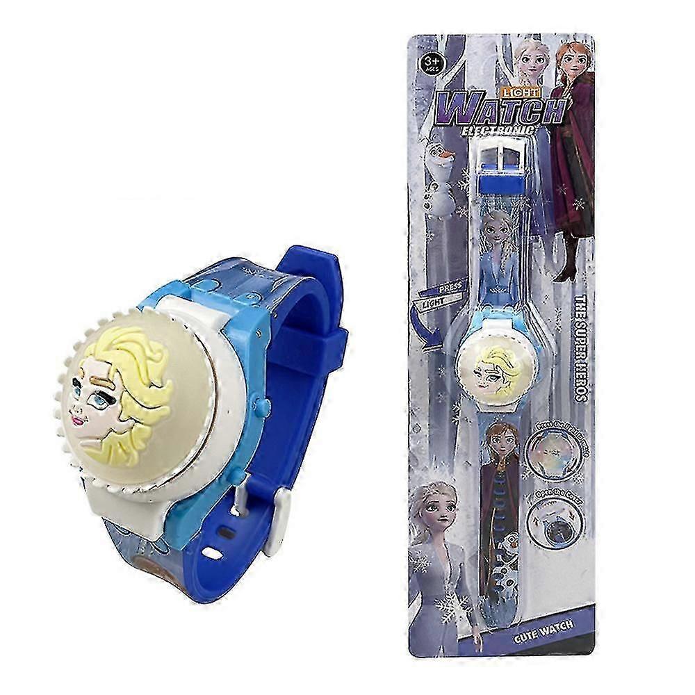 Kids 3d Cartoon Watch Flashing Light Up Glow Digital Watches Spinning Top Flip Cover Wristwatch Toy-Good
