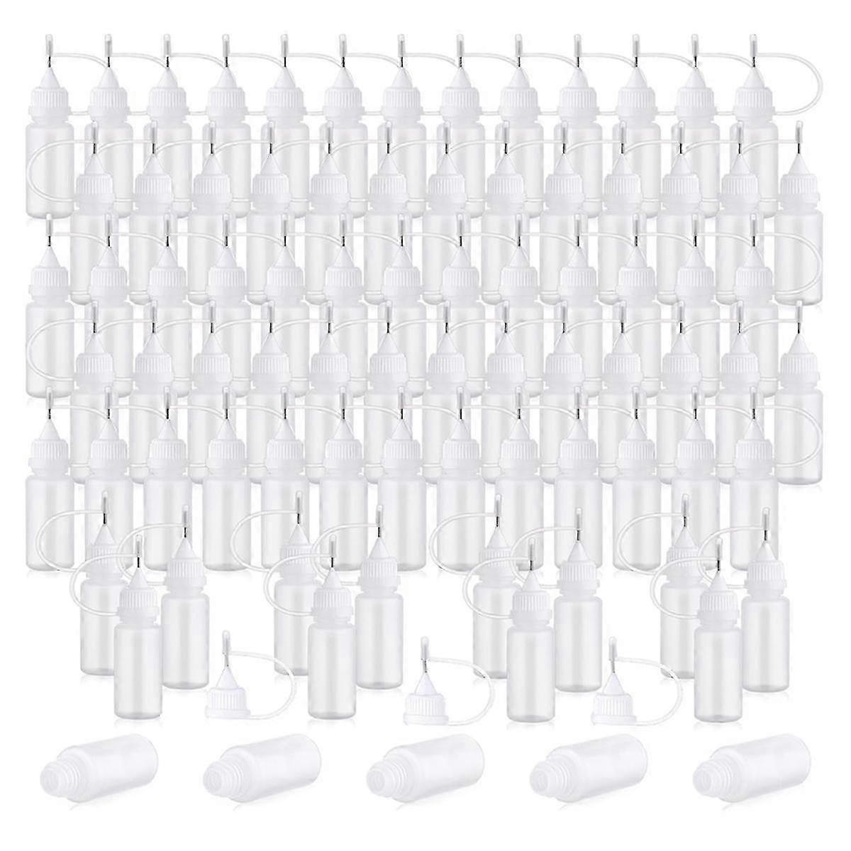 100-Piece Narrow Tip Applicator Bottles with 10ML Capacity for Alcohol Ink DIY Quilting