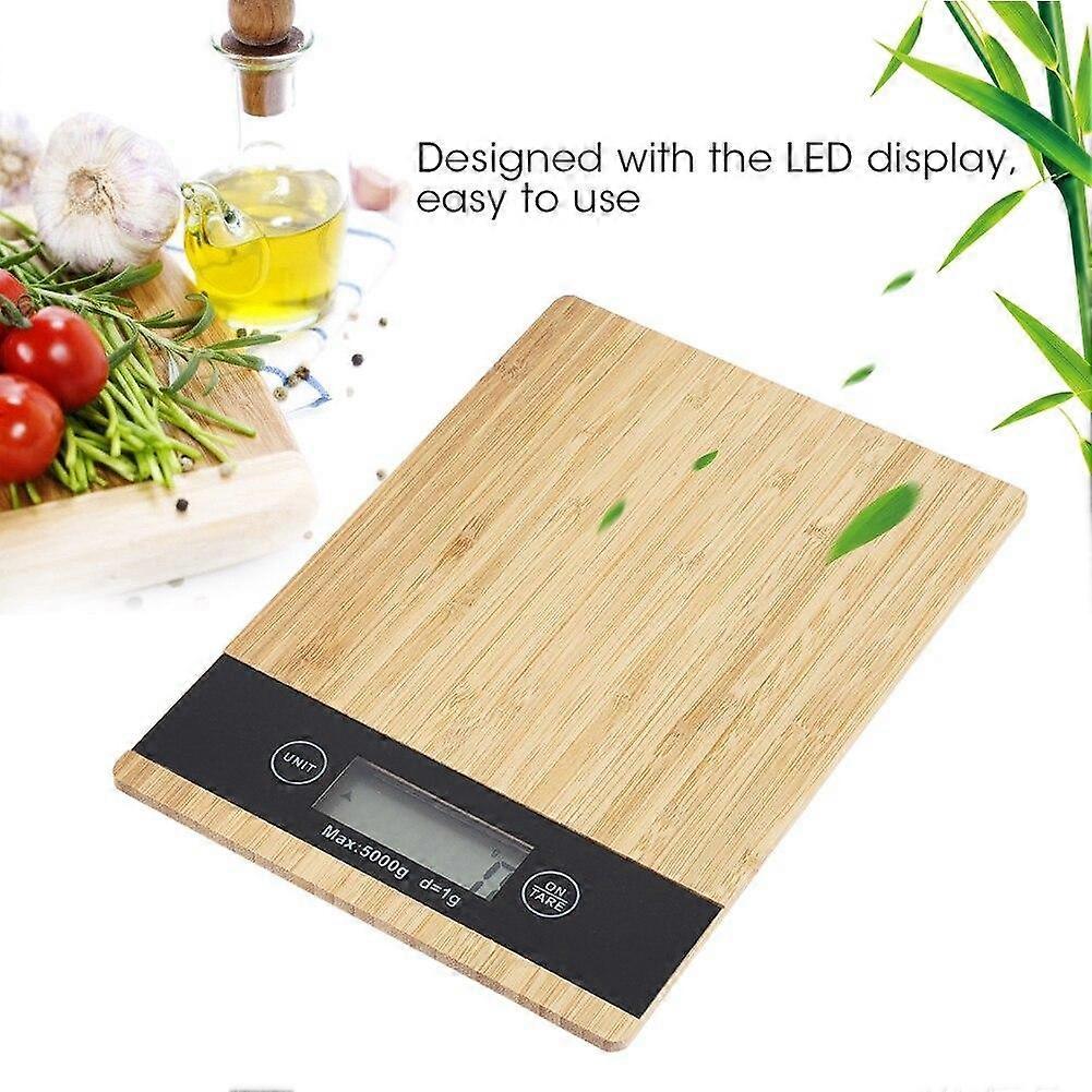 Digital Multi Function Food Kitchen Scale Bamboo LED Display Electric Kitchen Weighing Food Scale