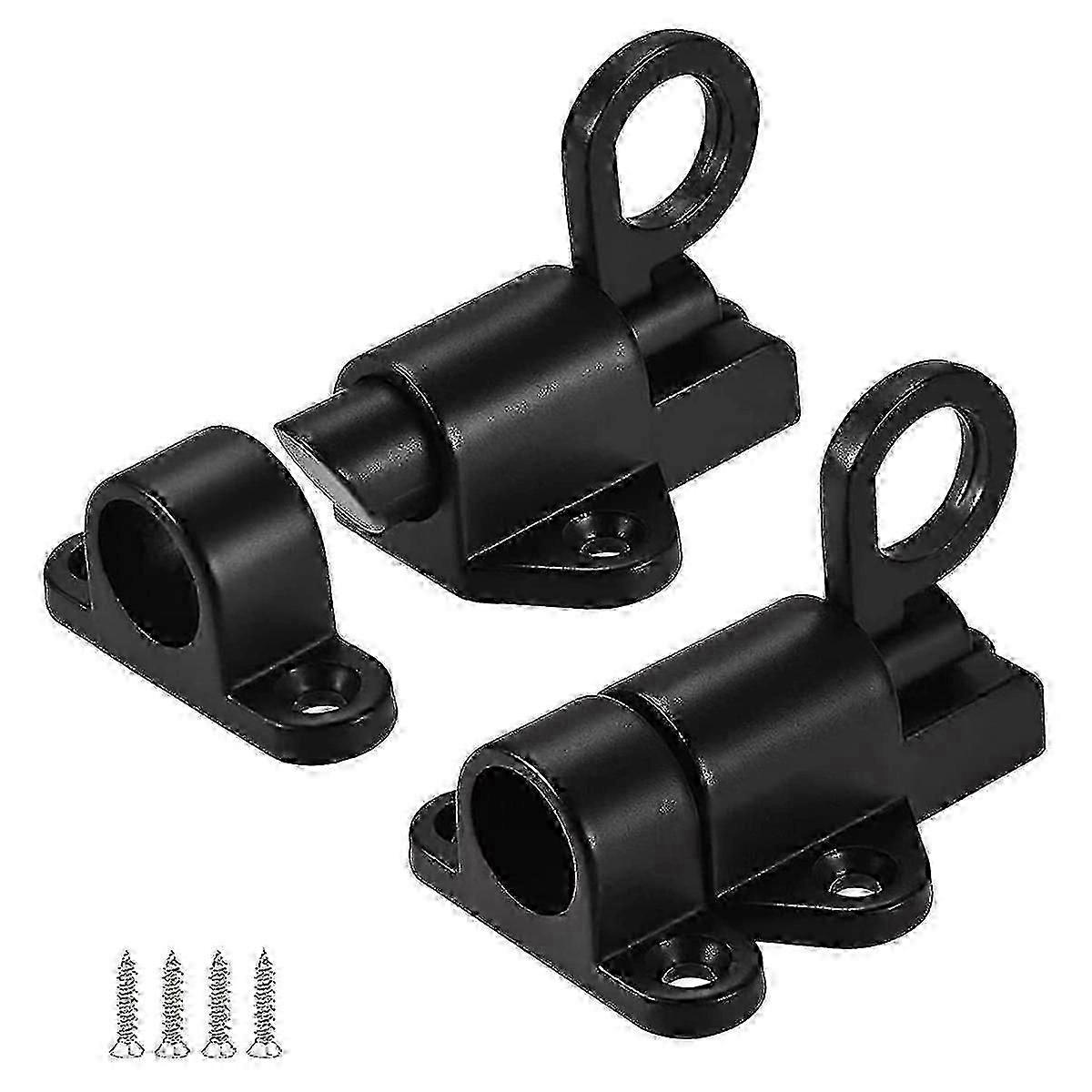 2 Pack Spring-Loaded Sliding Door Lock with Automatic Closing Mechanism, Barrel Latch for Cabinet & Furniture