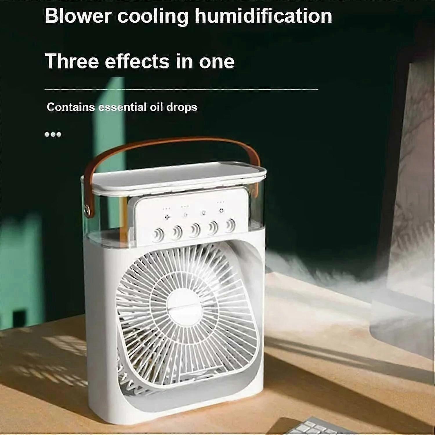 5-Hole Humidifier Desktop Mini Mist Diffuser Cooling Fan with 7-Color Night Light