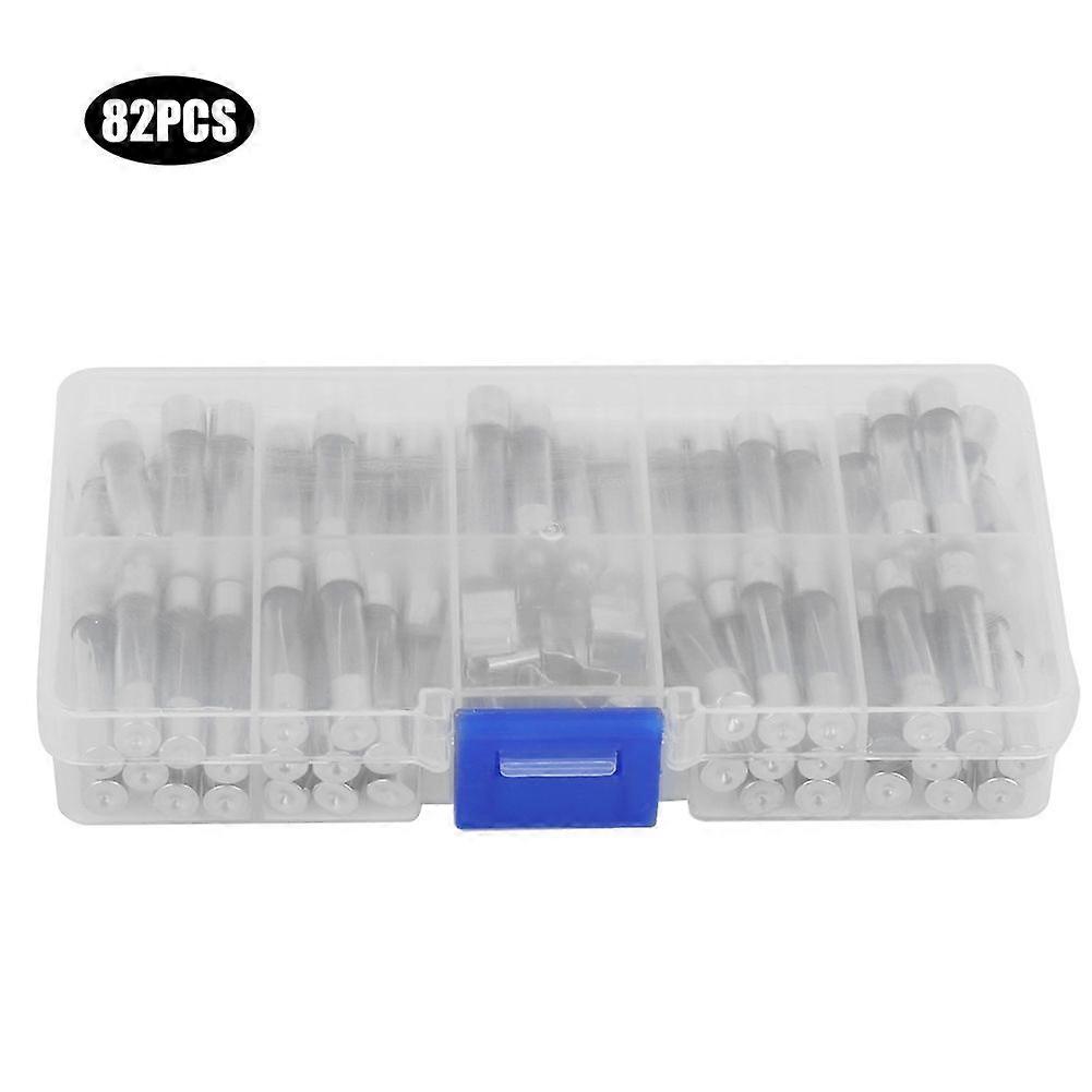 82Pcs 6x30mm 250V 0.5A~30A Glass Tube Fuse with Fuse Holder Assorted Assortment Kit