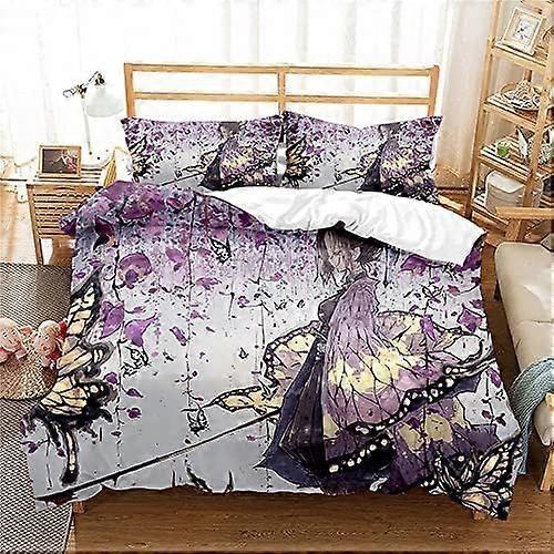 Demon Slayer Duvet Cover Set with Matching Pillow Cases 120 Thread Count Guaranteed Quilt Protector Cover Premium Bedding Collection Extra Soft 140x2