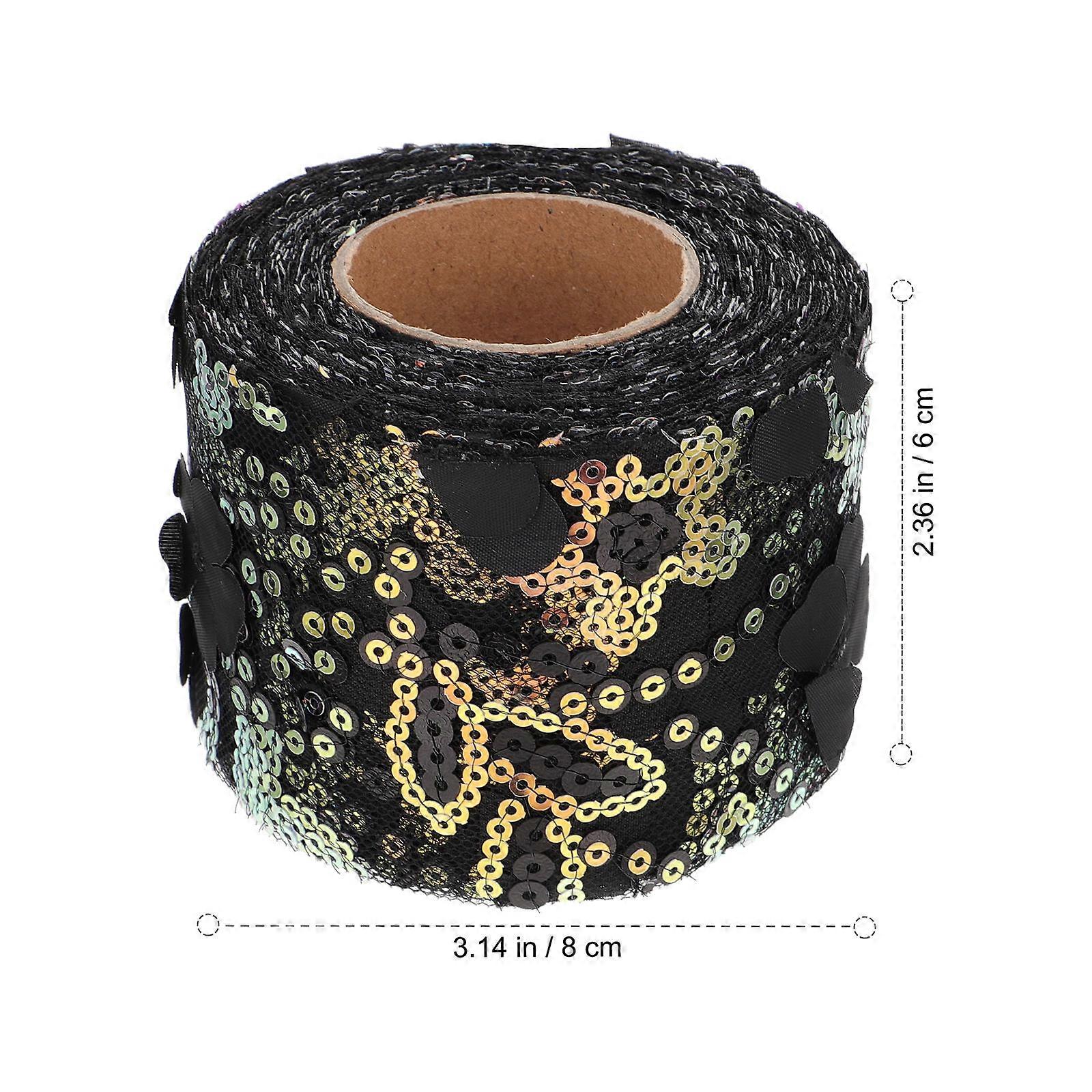 Embroidered Sequin Ribbon Floral Thin Gauze Ribbon for DIY 1 Roll