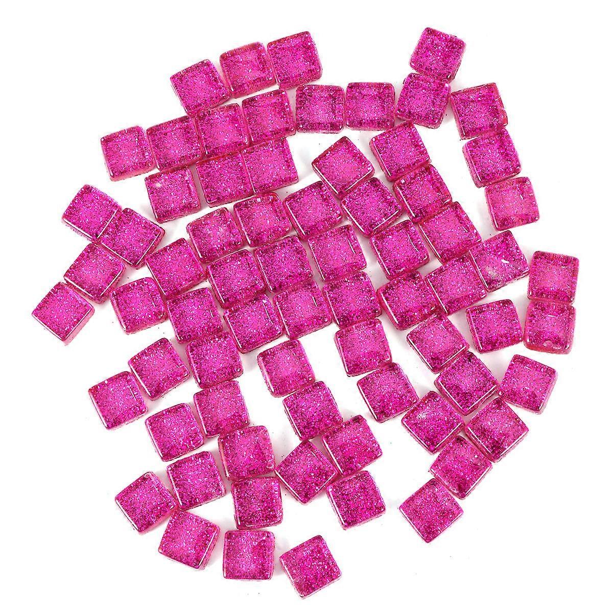 Rosy Mosaic Glass Crystal Tiles for Decor 2Pcs Glitter Delicate Handmaking Toy