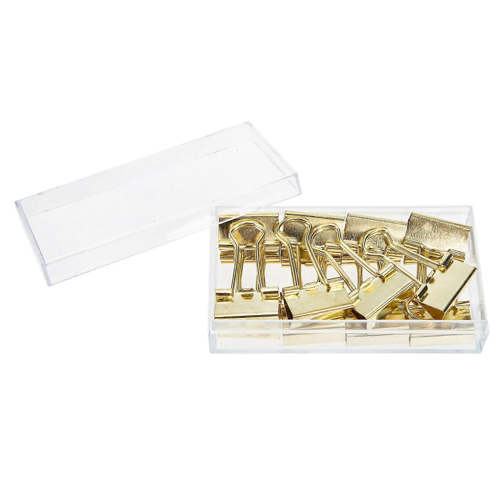 Golden Binder Clips Alloy Paper Clamps for Office Use 16Pcs Set