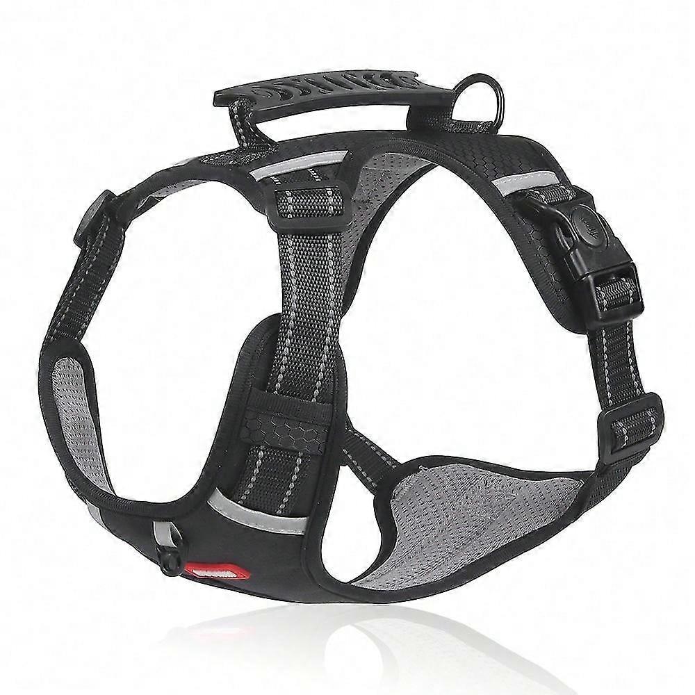 DUOMM HT-524 Breathable Pet Dog Harness Reflective Puppy Safety Vest with Control Handle ST - Black