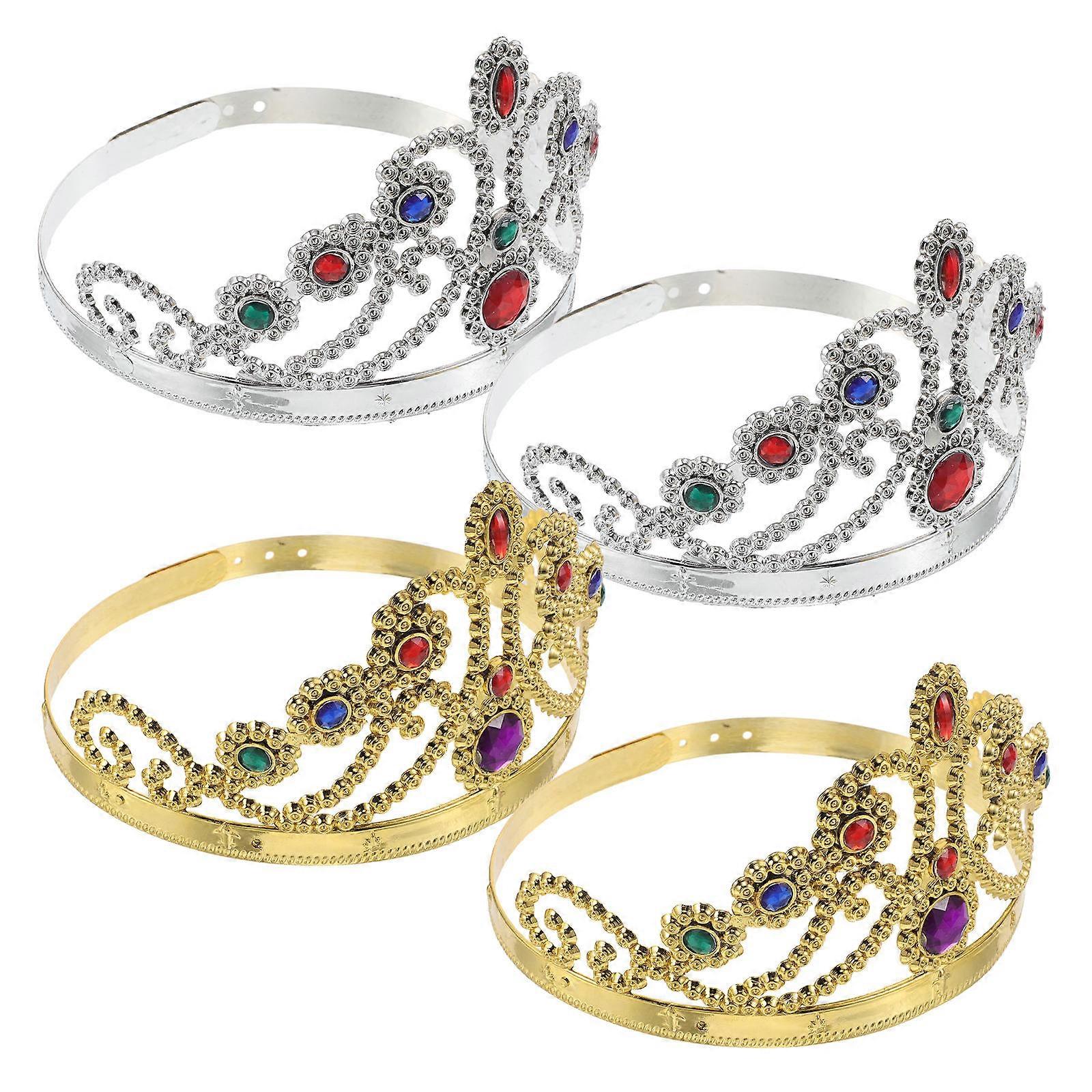 Princess Crown Multi Plastic Prom King and Queen Crowns for 12Pcs