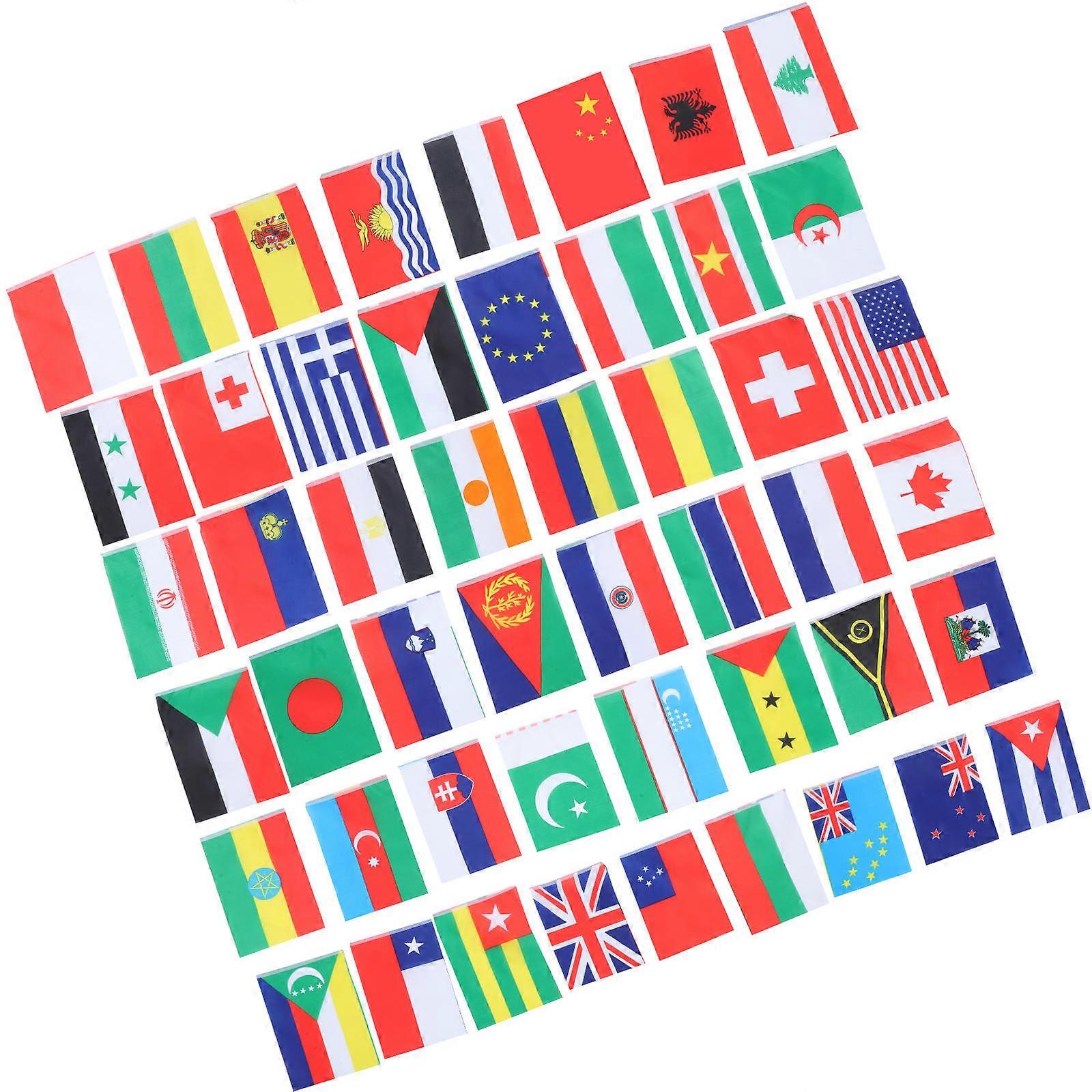 International World Flag Banner for Decoration 4Sets Polyester Flag Garland