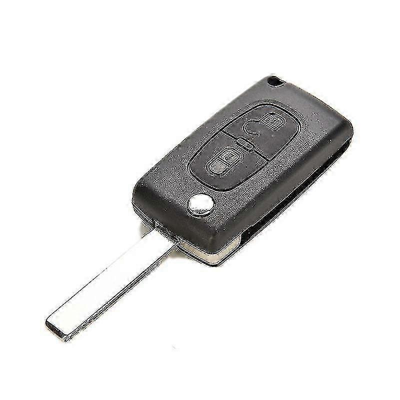 2-Button Plastic Remote Flip Key Shell Replacement for Peugeot 207, 307, 308 - Uncut Design
