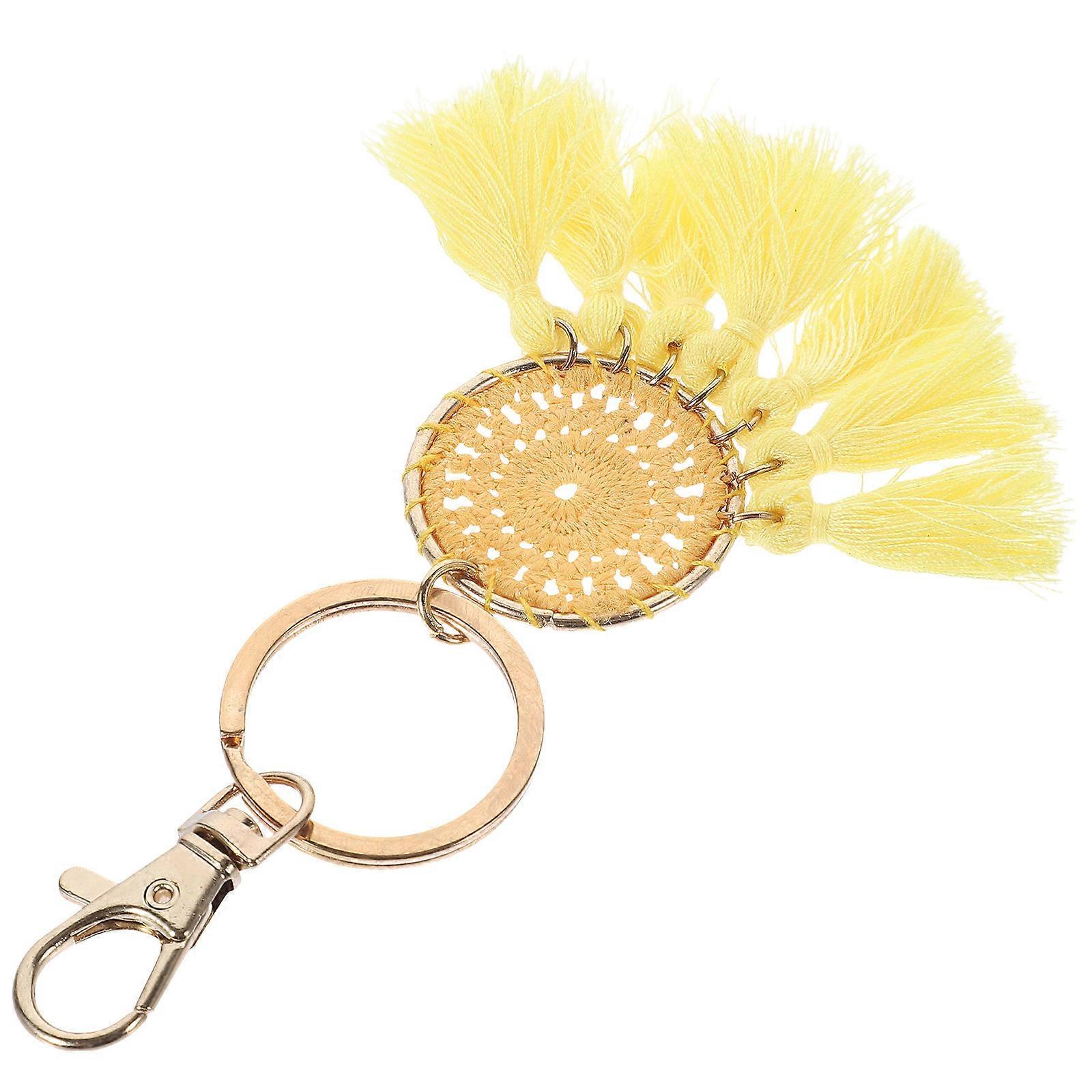 Wallet Accessories Handmade Tassel Keychain for Decoration Yellow Pendant