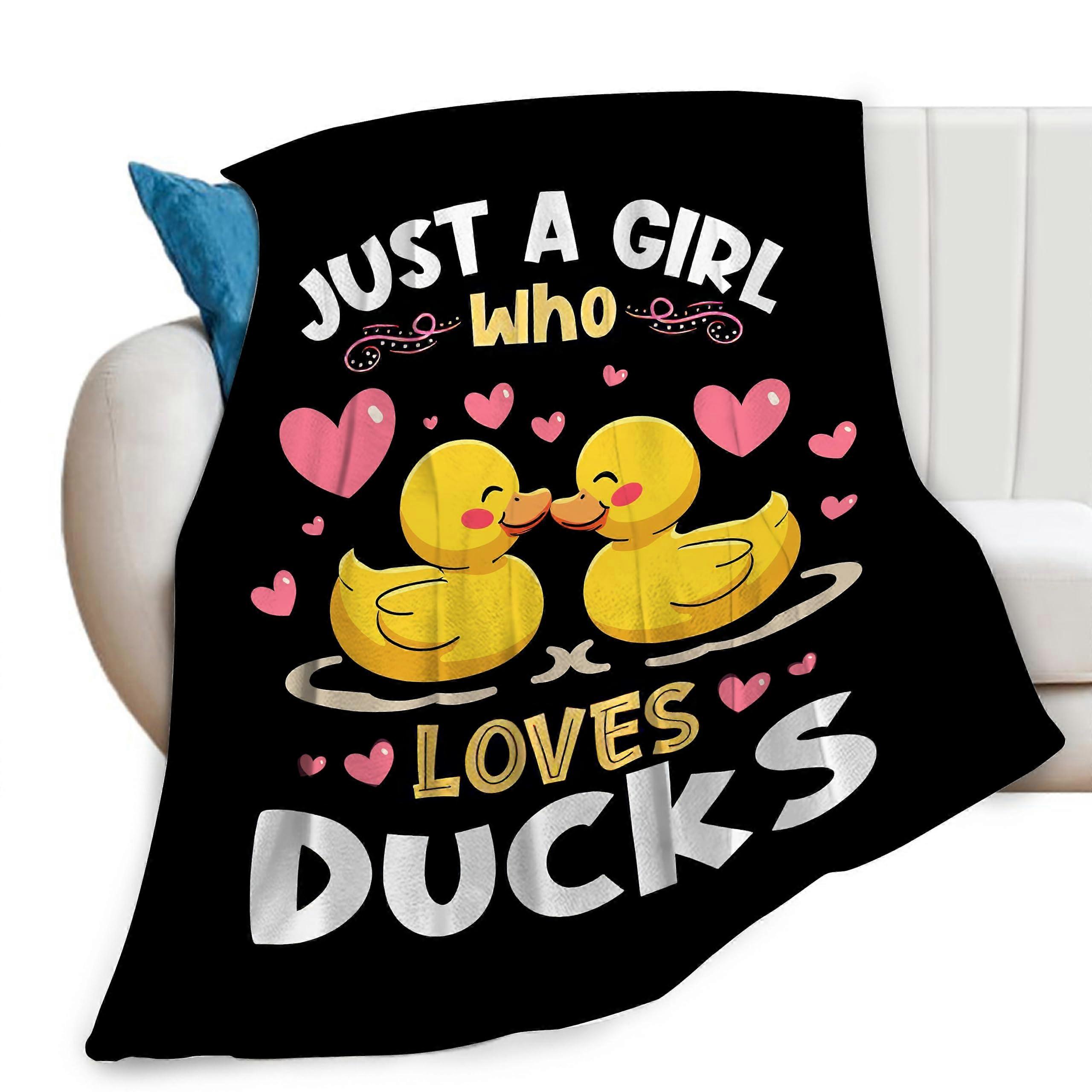 Just A Girl Who Loves Ducks Duck Print Throw Blanket For Couch Sofa Bed Animal Print Fleece Plush Flannel 40x50 In