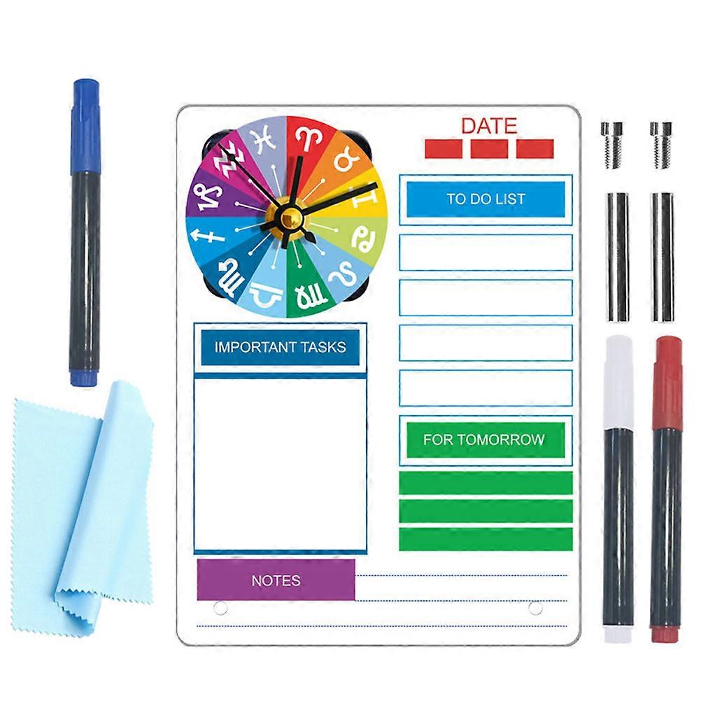 To-Do-List Board with Clock Acrylic Schedule Board Desktop Whiteboard Planner for Desk Organization 20.00X15.00X1.00CM Planning 1 Set