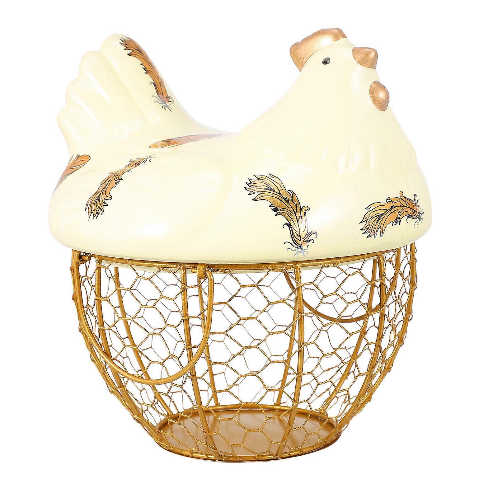 Chicken Shaped Egg Basket Hen Storage for Storage Use 2Pcs White