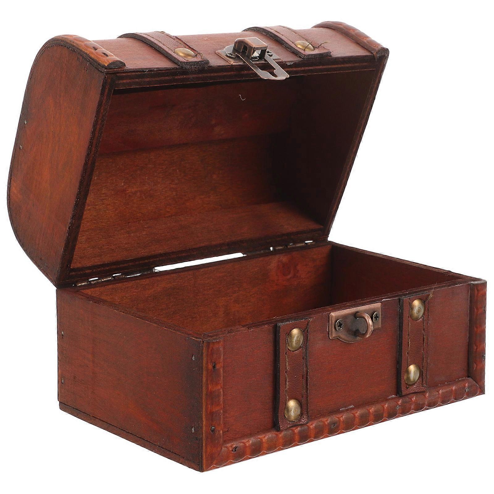 Antique Trinket Box With Lock For Collectors Rectangular Shape Home Decoration 1Pcs