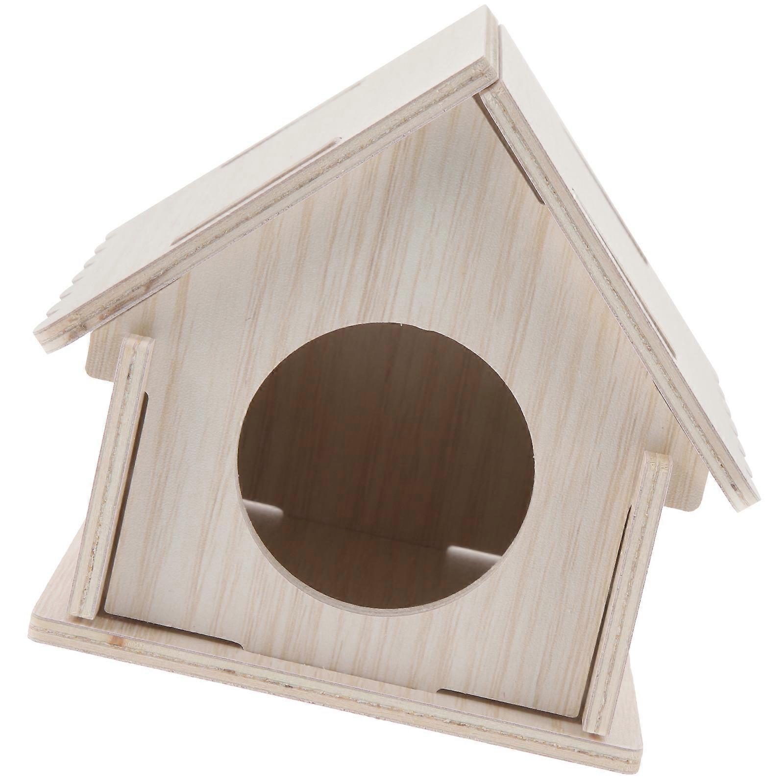 Wooden Hideout House For Hamster A Cozy Resting Space 11X9.5X10Cm Suitable For Small Pets 1 Set